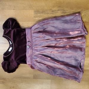 Rose Cottage Irridescent Velvet Purple Short Sleeve Party‎ Dress Size Girls 8